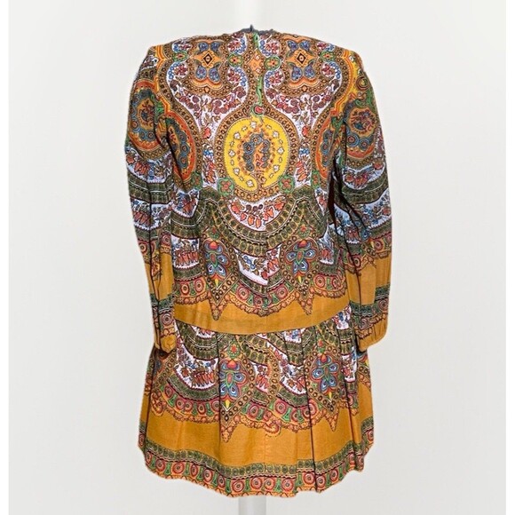 Vtg 70s Boho Tunic Dress Women’s M Multicolor Paisley Print Festival Mod Chic - Picture 2 of 12